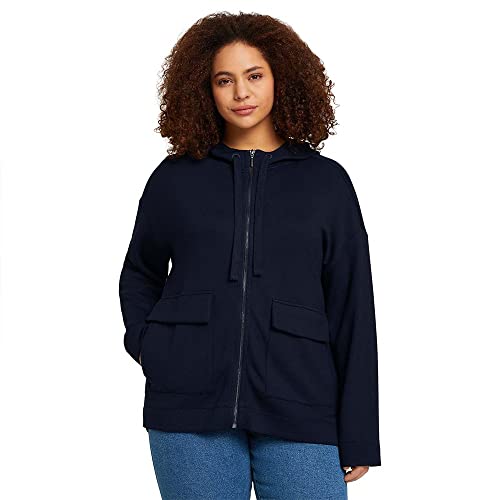 TOM TAILOR Damen Plussize Boxy Fit Sweatjacke mit Kapuze