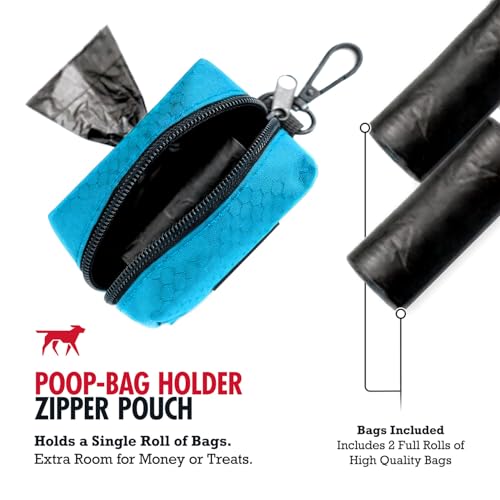 Image of Tuff Pupper Dog Poop Bag Holder | Works with Any Dog Leash | Zippered Waste Bag Dispenser | Waterproof with Rust-Proof Clip | Convenient Lightweight Design | Includes 2 Rolls of Leak-Proof Bags