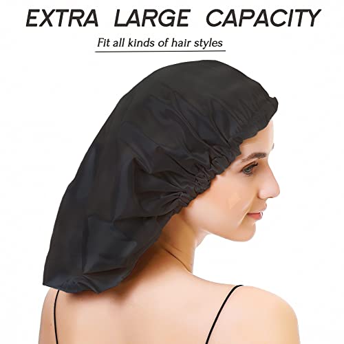 Image of Extra Large Adjustable Double Layer Satin Hair Bonnets with Drawstring for Women Night Sleeping Long Silky Satin