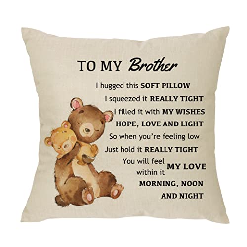 XUNLIZXY to My Brother Throw Pillow Cover Gift,Funny Brother Pillow Cover for Men Boys Teens Birthday Christmas Brother Gift from Sister Big Little Brother Cushion Cover 18"x 18"