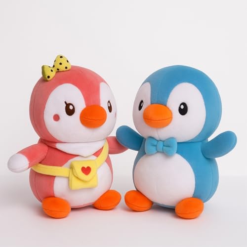 Image of KIDSSTORE Pink Penguin Plush Toy for Kids Cute Soft Stuffed Animal Doll with Bow Tie & Crossbody Bag Plushie for Girls Boys Toddlers Collectible Toy(30cm)