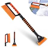 LivTee Ice Scraper and Snow Brush for Car Windshield, 24.75' Removable Snow Removal Tool, Automotive Exterior Accessories and Winter Essentials for Cars, Trucks, and SUVs,Orange