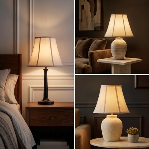 White Bell Lamp Shades Set of 2, 6.7" Top × 13" Bottom × 10" Height (Spider) Lampshades for Table & Bedside Lamps, Medium Handcrafted Replacement Lamp Shades for Living Room, Easy Assembly Required by DOLOOTA - Image 8