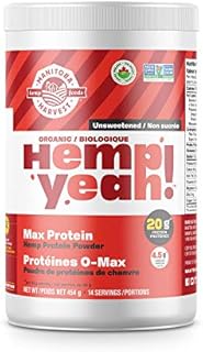 Manitoba Harvest Hemp Organic Max Protein Powder, Unsweetened, 454g with 20g protein