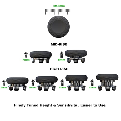 EXknight Controller Freaks、Xboxコントローラー用の高さ調節可能なスティックグリップ、中層1個(2つの高さ:7~8mm)、1つのハイライズ(4つの高さ:9-10-11-12mm)。