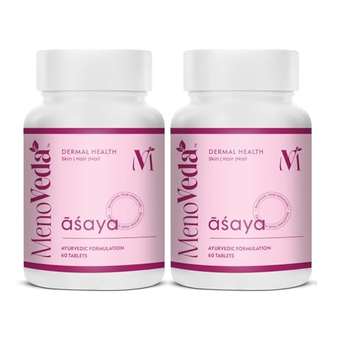 Image of Menoveda Asaya Menopause Support Supplement for Women - 60 Tablets (Pack of 2) | Skin, Hair & Nail Health with Hormone Balance Support | Perimenopause & Menopause Vitamins for Dermal Health & Feminine Wellness