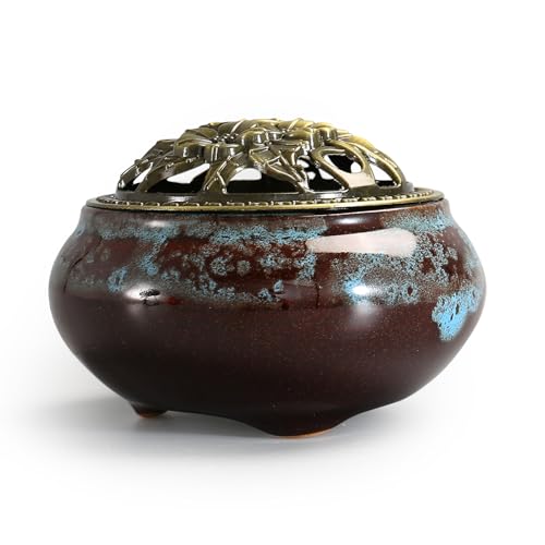 Wenrescry Bruciatore Incenso Portatile con Bastone Ottone, Bruciatore...