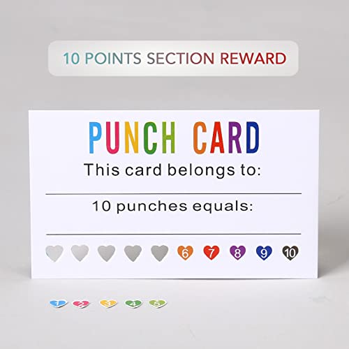 Image of Punch Cards 200 Pack Reward Punch Cards with Heart Shape Hold Puncher Behavior Incentive Awards for Kids Students Teachers Home Classroom School Business Loyalty Card - 3.5 inch x 2 inch