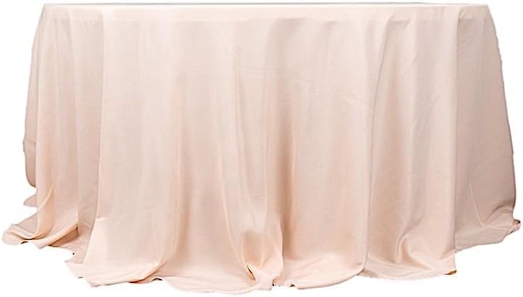 Mantel redondo de poliéster prémium de 132 pulgadas, color rubor para bodas, fiestas, banquetes, recepciones, eventos, cocina, comedor