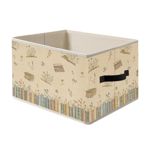 FRZSDVHNM Retro Floral Book Lover Storage Basket Bin for Clothes Books