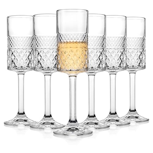 Cambareign Sektgläser 6er Set, 200ml Kristall Champagner Gläser, Bleifreie Quadratisch Sektgläser Glas, Geschenk für Geburtstag, Hochzeit, Jahrestag