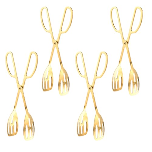 Dimeho 4 Pcs Gold Serving Tongs Serves Utensils 10 Inch Mini Salad