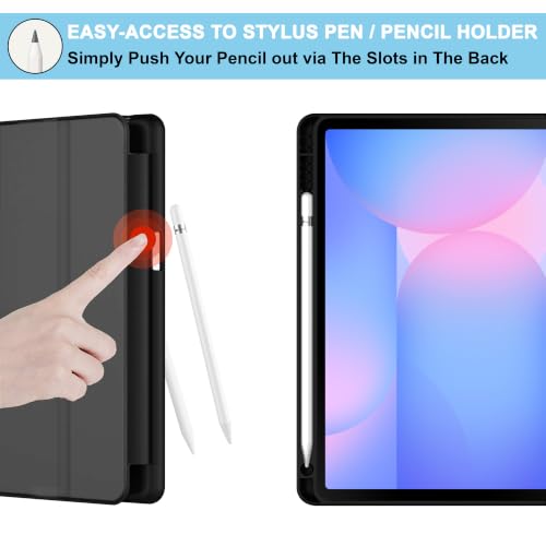 Image of CEDO Smart Case for Samsung Tab S10 FE / S10 Lite (10.9 in) Tri-Fold Flip Folio Cover | Pencil Holder | Auto Wake-Up /Sleep Mode | Multi View Angles Stand TPU Backcover (Black)