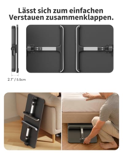 Image of SAIJI Non-Slip Leather Lap Desk Laptop Bed Tray Table, Laptop Stand for Bed | Height & Tilt Adjustable Foldable, Portable Lightweight Bed Table for Writing Eating Reading on Sofa Floor Black 60 * 33cm