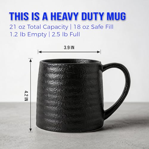 Taza de cerámica 21 oz con acabado mate negro texturizado miniatura 6