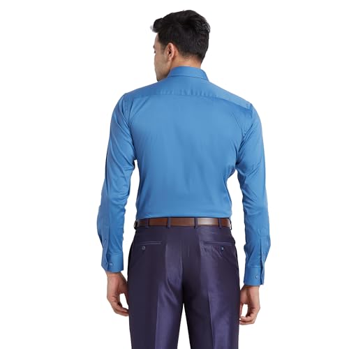 Image of Park Avenue Men's Solid Pattern Slim Fit Cotton Blend Full Sleeve Semi Cut Away Collar Formal Shirt
