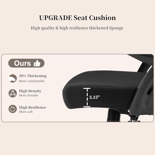 TOPBSHODC Office Desk Chair TP0090, Ergonomic, Modern, Mesh, Black, 300 Lbs Capacity, Adjustable Lumbar Support, Flip-up Arms, Reclining, Perfect for Home Office, Gaming, Computer Use - Image 7