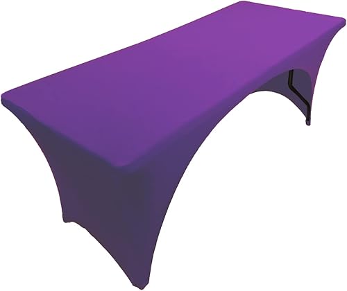Gowinex Mantel de elastano morado de 6 pies para mesa plegable rectangular ajustable