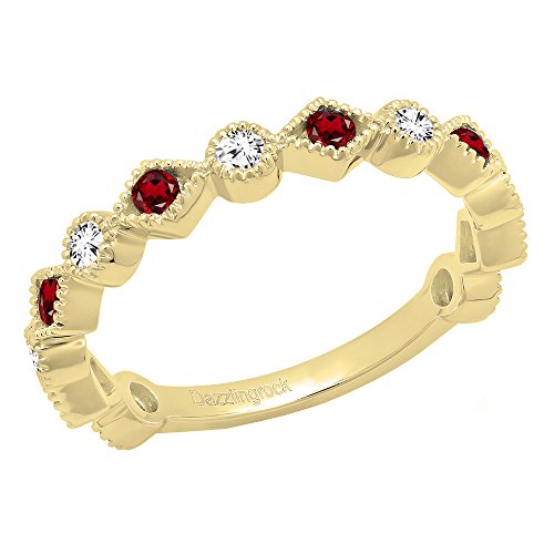 DazzlingRock Collection Anillo de boda redondo de oro amarillo de 14 quilates para mujer (talla 10)
