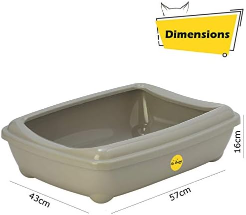 Jumbo Grey Cat Litter Tray With Rim Scoop Open Plastic Toilet Box Set CatCentre®