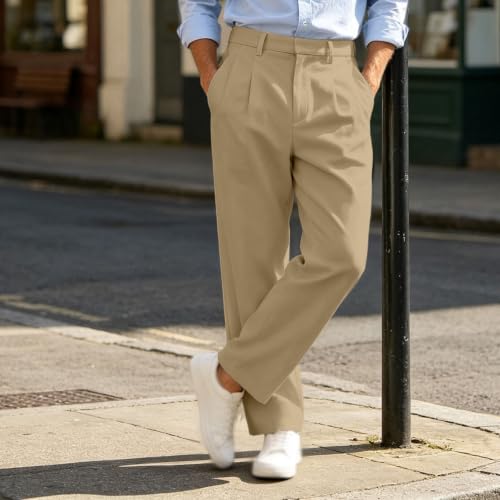 Mens Dress Pants Classic Fit Pleated Business Casual Slacks - image 3