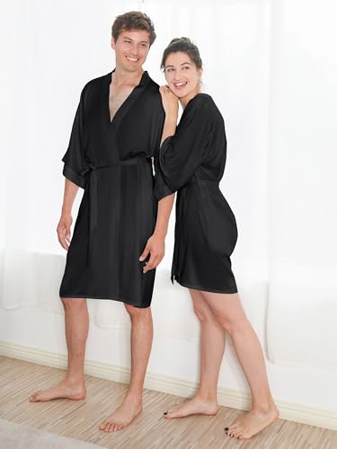 AW BRIDAL 2Pcs Mr Mrs Robes Silk Matching Robes for Couples Bride and Groom Wedding Robe Anniversary Engagement Gifts2