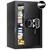 3.4 Cub Large Safes for Home, Security Fire Safe Box with Spare Keys, Alarm System, Digital Keypad and Removable Shelf, Anti-Theft Fireproof and Waterproof Safe Home for Document Medicine Valuables