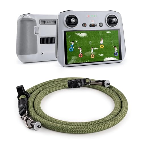 Cinghia Da Collo In Pelle PU Per Telecomando DJI RC / RC2 / RC Pro - Regolabile (125-160 Cm), Compatibile Con DJI Mini 4 Pro, Air 3S, Mavic 3, Grigio Chiaro