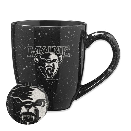 Rico Industries NCAA Maine Black Bears Black 16 oz Team Color Laser Engraved Speckled Ceramic Coffee Mug