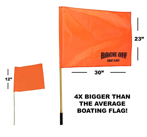 Giant Orange Boating Safety Flag with Pole for Water Skis Wakeboarding and Tubing - Universal Safety Skier Down Flag