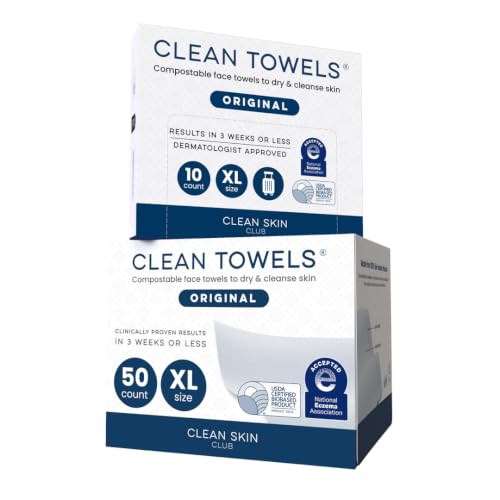 Image of Clean Skin Club Clean Towels XL Original 50 Ct + 10ct Travel Pack Duo, 100% USDA Biobased Disposable Face Towels, Eczema Association Accepted, Makeup Remover Dry Wipes, Ultra Soft