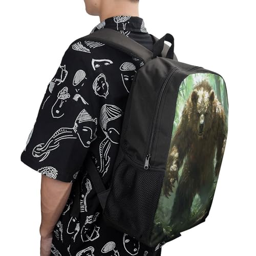 Sac à dos imprimé 3D ours de la forêt avec grand volume