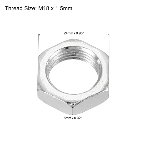 PATIKIL M18 x 1.5 Steel Hex Nuts, 10 Pack Metric Thread Zinc Plated Finished Hardware Nuts Screw Bolt Fasteners 8mm Height - Image 2