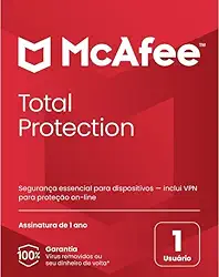 McAfee Total Protection | 1 dispositivo | Software de segurança antivírus para Internet | VPN, gerenciador de senhas, monitoramento da Dark Web | Exclusivo da Amazon | Assinatura 1 ano | Cartão-chave