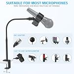 ZealSound Microphone Stand 19inch,Flexible Gooseneck Desktop Mic Stands,Upgraded Microphone Clip Holder for Mics with Outer Diameter 1.03" and 2.59",3/8" to 5/8" Screw Adapter for Blue Yeti and More