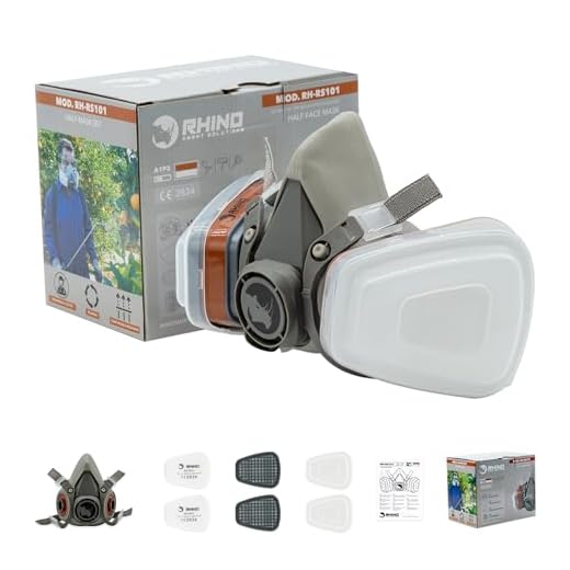 RHINO Smart Solutions Respirador Mascarilla Pintura, Polvo y Gases Orgánicos A1 | Mascara de Proteccion RH-RS101 Reutilizable Antipolvo con Filtro de Carbon Activo Bricolaje Construcción Antipolvo