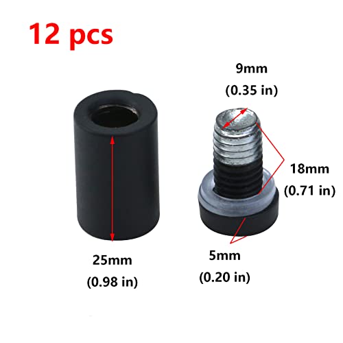 Image of Antrader 12-Pack Sign Standoffs Glass Standoff Screws, 5 /8 inch x 1-1 /5 inch,Black | Stainless Steel Decorative Wall Mount Sign Standoffs Advertise Fixing Holders