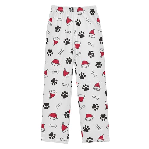 Dog Paw Christmas Hat Boys Pants for Kids Jogger Pants with Pockets S-XL