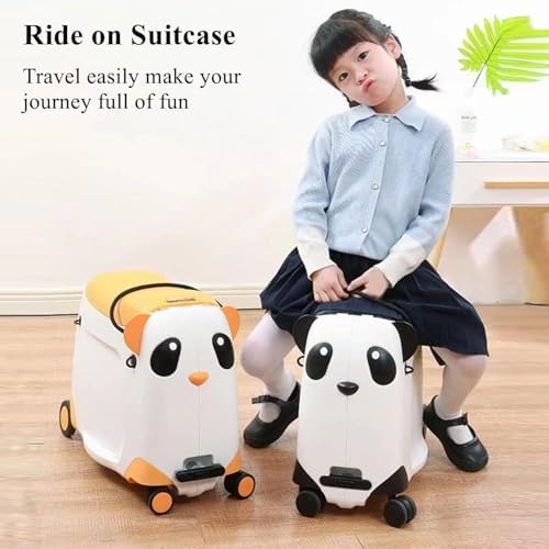 Ride on Suitcase for Kids,Carry-On Luggage Traveler Camper, 3-in-1 Kids Luggage Shoulder Bag Trolley Suitcase, Aged 2-12 Years Old(Black)