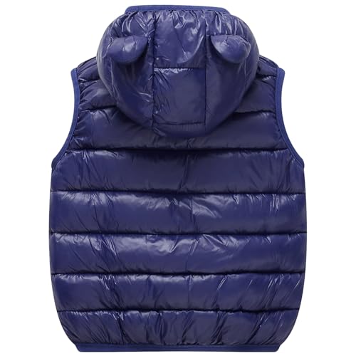 Image of AIWUHE Baby Boys Girls Hooded Puffer Vest Winter Lightweight Sleeveless Bear Ears Zipper Up Jacket Down Vest Coat Vests Kids