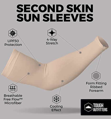 Tough Outdoors Sun Protection Arm Sleeves For Men & Women - Uv Sleeves - Sun Sleeves For Golf - Cycling & Football Sleeves #TOP4