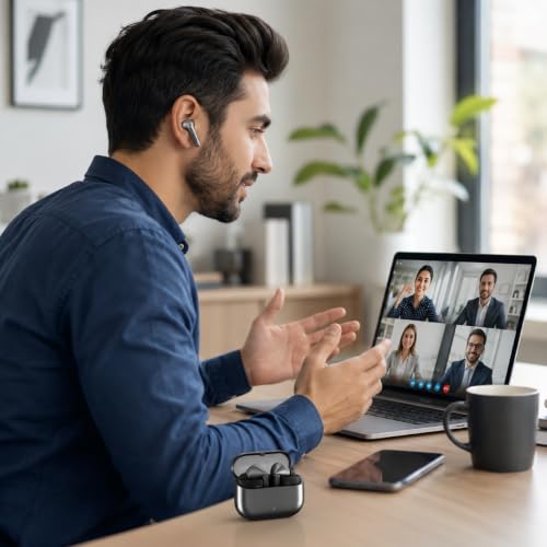 Image of Air Tiger Pro Wireless Bluetooth Earbuds with ENC Noise Cancellation, Hi-Fi Stereo Sound, Low Latency Gaming Mode, Touch Control, Type-C Fast Charging & HD Mic for Android /iPhone