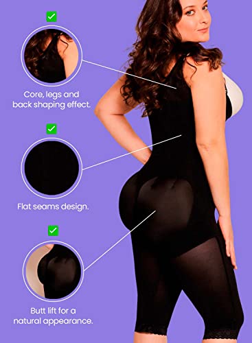Fajas Colombianas Reductoras Y Moldeadoras High Compression Garments After Liposuction Full Bodysuit 022841 032841 (Black, X-Large) #TOP5