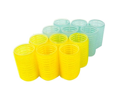 Bigoudis Velcro auto-agrippants Couleurs assorties (rose, jaune, bleu, vert) jaune Large