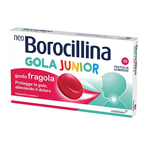Alfasigma Neoborocillina Gola Junior Gusto Fragola, 15 Pastiglie Gommose