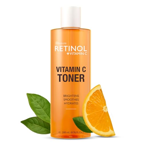 LIVAURA Retinol + Vitamin C Face Toner for Brightening & Anti-Aging – Hydrating Toner to Reduce Fine Lines & Dark Spots – Suitable for All Skin Types – 200 mL