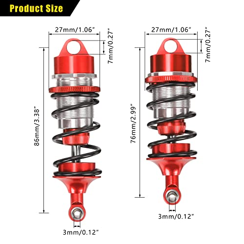 4X Alloy Front Rear Shock Absorber For Rc Arrma 1-7 Infraction 6S Blx Felony 6S Blx Limitless Roller Upgrade Parts (Red) #TOP2