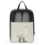 White Goose in Green Rain Boots Shoe Bag for Travel...