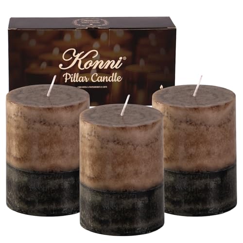 Earthy Coffee Layered Pillar Candle Set of 3