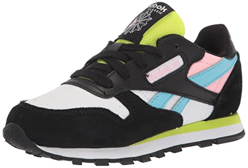 Reebok Unisex Kids Classic Leather Sneaker, Black/White/Digital Blue, 11 Medium US (Little Kid)